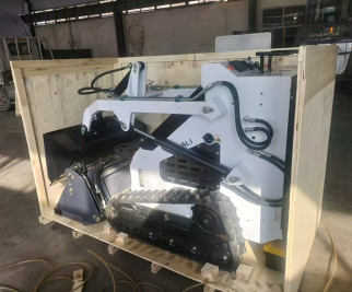 Chargeuse compacte 2025 emballée et expédiée en Italie dans un conteneur High Cube de 40 pieds